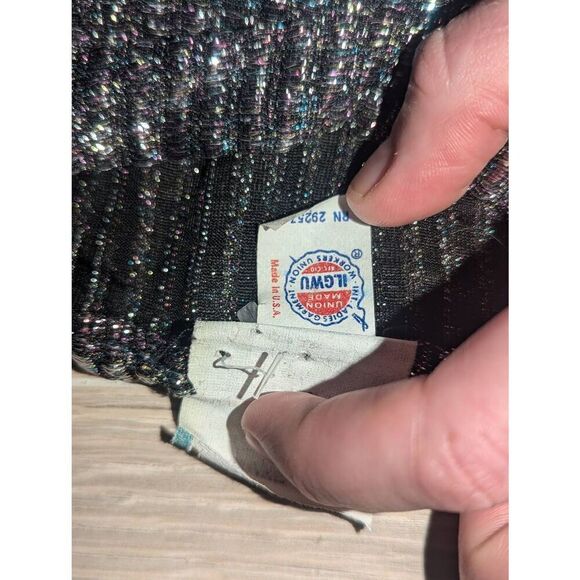 Vintage Union Made 1970s Disco Era Metallic Acetate Cami Crop Top - Picture 6 of 11